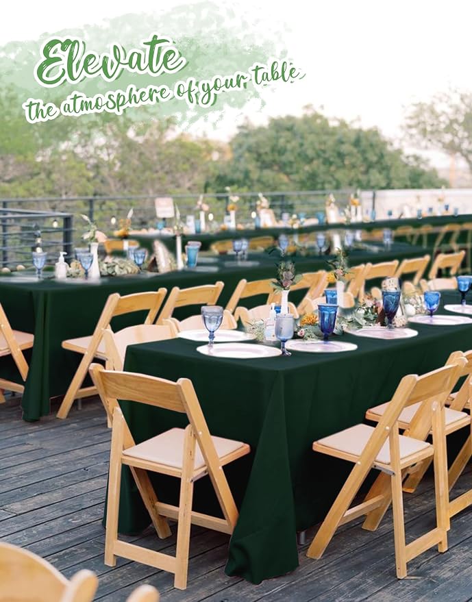 Pesonlook 12 Pack Hunter Green Tablecloth-60 x 126 Inch Rectangle Table Cloth for 8 Feet Rectangle Tables,Washable Fabric Table Cover for Wedding/Buffet Party/Events