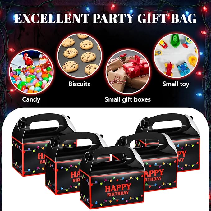 Marspark 12 Pack Strange Birthday Party Supplies, Paper Gift Boxes, Cartoon Candy Treat Boxes for Strange Themed Birthday Party Decorations(Spooky Pattern)