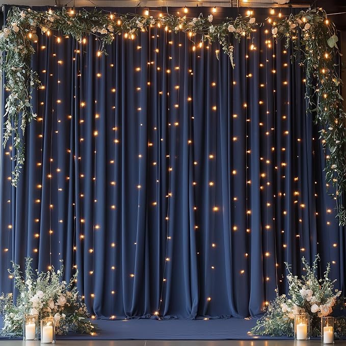 20ftx15ft Navy Blue Backdrop Curtain for Parties, Wrinkle Free Polyester 4 Panels 15 ft Long Photo Backdrop Drapes Back Drop Cloth Drapery for Wedding Birthday Party Photography Background
