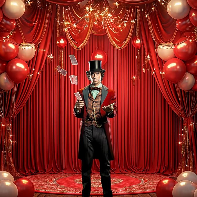 6 Panels Red Backdrop Curtain for Parties Wedding Wrinkle Free Red Photo Curtains Backdrop Drapes Fabric Decoration for Birthday Party Baby Shower Christmas 30ft(W) x 10ft(H)