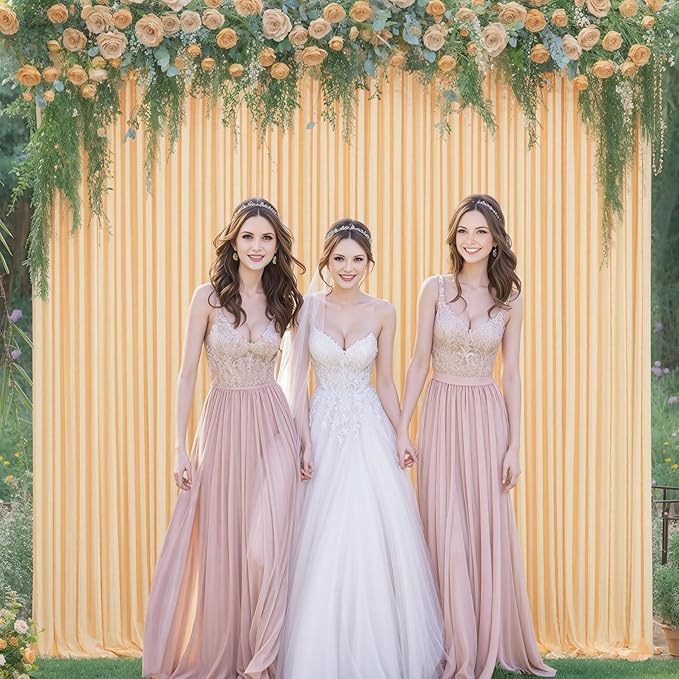 Dark Champagne Backdrop Curtain for Parties Wedding Baby Shower Wrinkle Free Photo Curtains Backdrop Drapes Fabric Decoration for Bridal Shower 5ft x 7ft,2 Panels