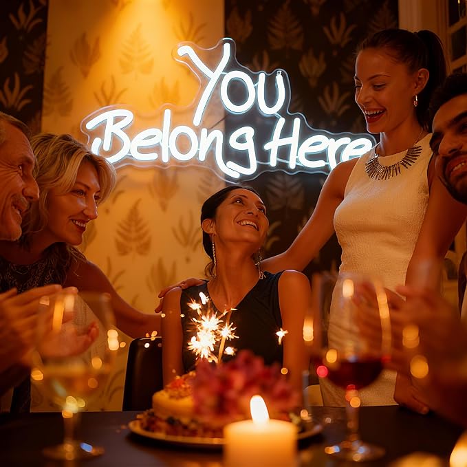 Neon Sign, You Belong Here Neon Light Sign LED Letter Neon Lights for Wall Decor, USB Powered Neon Bar Sign for Party Club Restaurant, Bedroom Wall Decor 17.72 x 9.06"