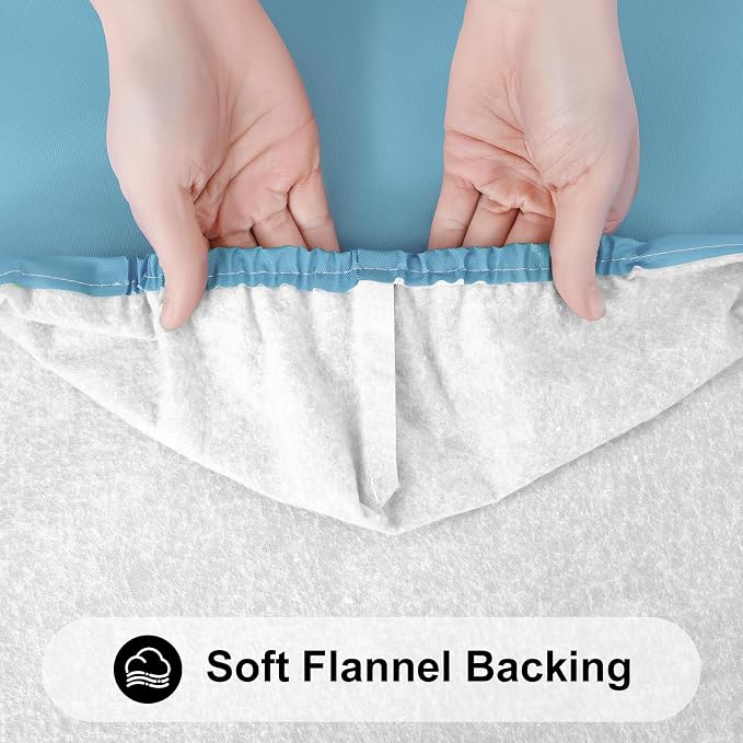 Smiry 3 Pack Rectangle Table Cloth, Elastic Fitted Flannel Backed Vinyl Tablecloths for 8ft Folding Tables, Waterproof Wipeable Table Covers for Indoor, Outdoor, Camping and Picnic (Aqua, 30"x96")