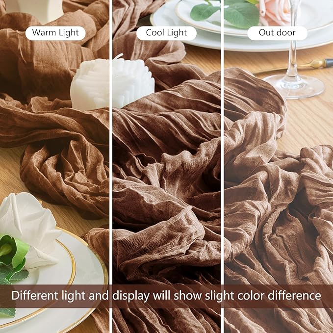 Wokceer Cheesecloth Table Runner 6Pack 10FT Brown Boho Gauze Cheese Cloth Table Runner for Party Long Rustic Sheer Table Runners for Baby Bridal Shower Wedding Easter Table Decor