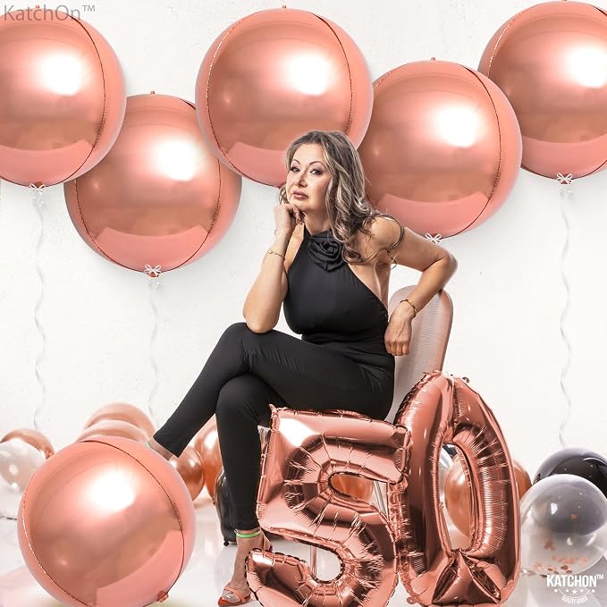 KatchOn, Giant Rose Gold Balloons - 22 Inch, Pack of 12 | Rose Gold Foil Balloons for Birthday Party Decorations | Mylar Balloon for Birthday, Bridal Shower, Baby Shower, Anniversary Decorations