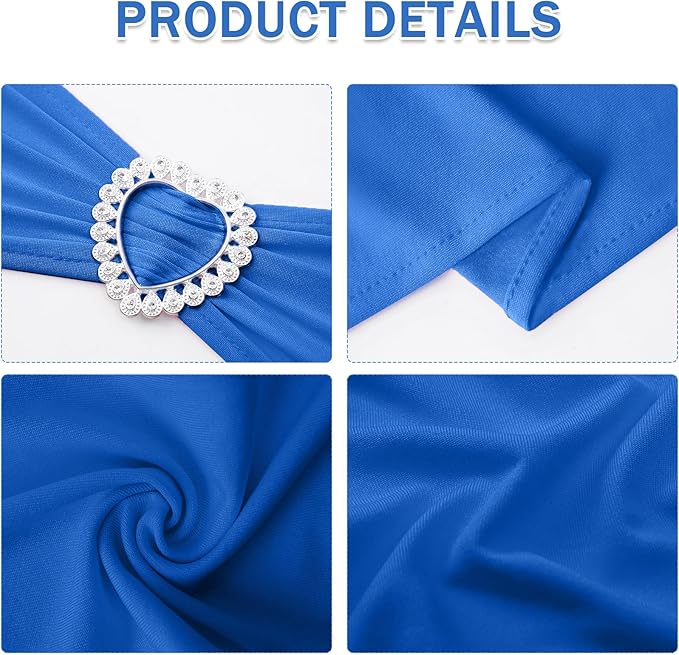 Howhic Pack of 30 Spandex Chair Sashes Bows Stretch Chair Cover Band with Buckle Slider Universal Elastic Chair Ties for Wedding Banquet Party Event Decoration (Royal Blue)
