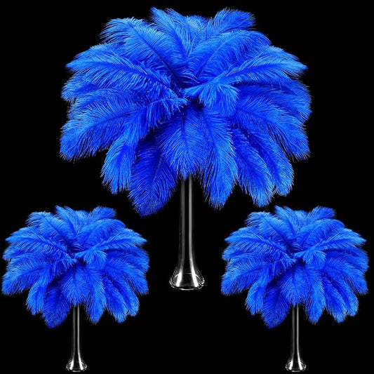 Maitys 90 Pcs Large Natural Ostrich Feathers Bulk 14-16 Inch (35-40cm) 12-14 Inch (30-35cm) 10-12 (25-30cm) Ostrich Feathers Plumes for Centerpieces Wedding (Royal Blue)