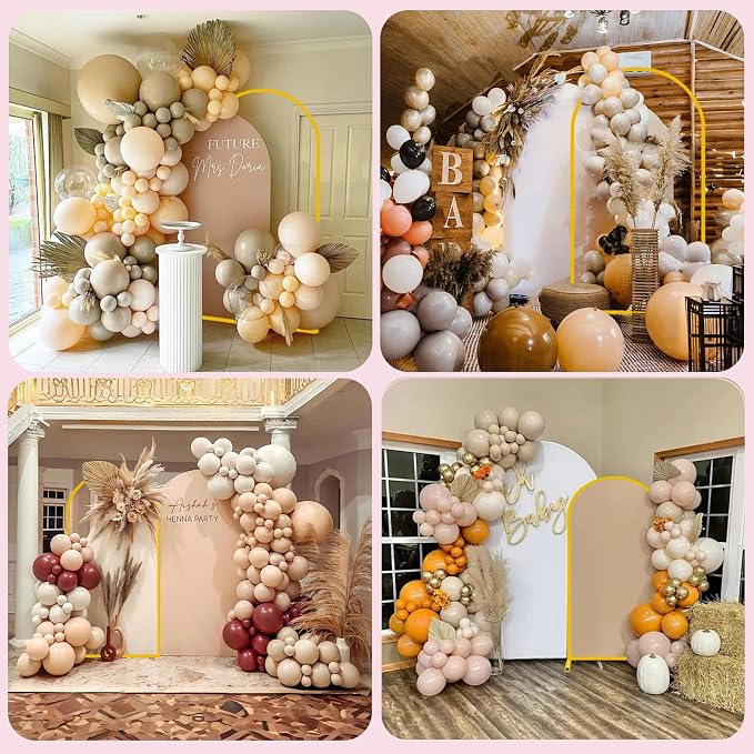 Bazen Wedding Arch Backdrop Stand 7.2FT, 6.6FT Set of 2 Metal Arch Backdrop Stand with White Arch Cover for Birthday Party Wedding Ceremony Bridal Baby Shower Banquet Party Event Decor