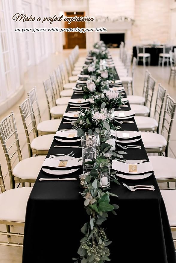 Pesonlook 10Pack Black Tablecloths 90 x 132 Inch, Rectangle Tablecloth for 8ft Table, Tables Polyester Table Cover Washable Cloth Wedding Reception Banquet Party