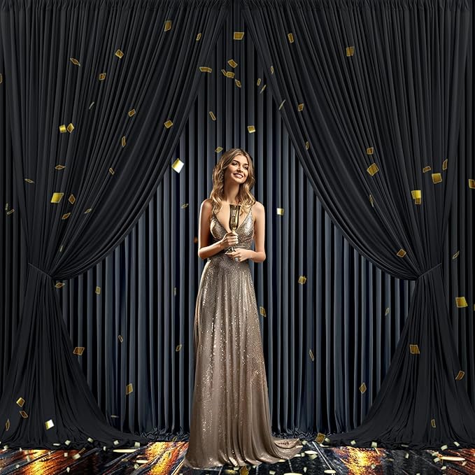 Black Backdrop Curtain for Parties Wrinkle Free Black Photo Curtains Backdrop Drapes Fabric Decoration for Birthday Party Wedding 5ft x 7ft,2 Panels