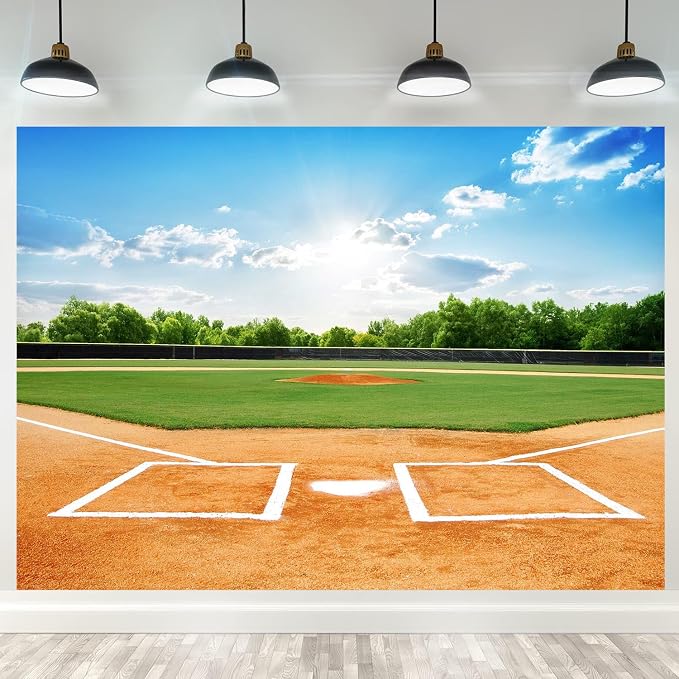 10x8ft Baseball Backdrop Baseball Field Stadium Photography Backgrounds for Sports Birthday Baby Shower Party Decor Baseball Theme Boys Students Adults Portrait Photo Booth Props