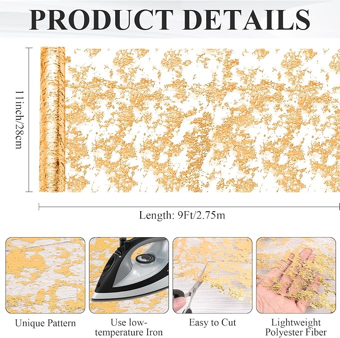 12 Pack Glitter Metallic Gold Table Runner, 11 x 108 Inches Sequin Table Runners, Mesh Decorations Glitter Table Runner for Party Wedding Birthday Bridal Shower Event Christmas Decorations