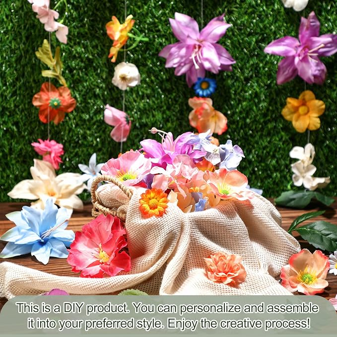Lyrow 124 Pcs DIY 3D Wildflower Greenery Leaf Hanging Spring Decor Woodland Colorful Floral Wild Flower Floating Decor DIY Wild Flower Plant Theme Birthday Wedding Party Favors Hanging Ceiling Deco