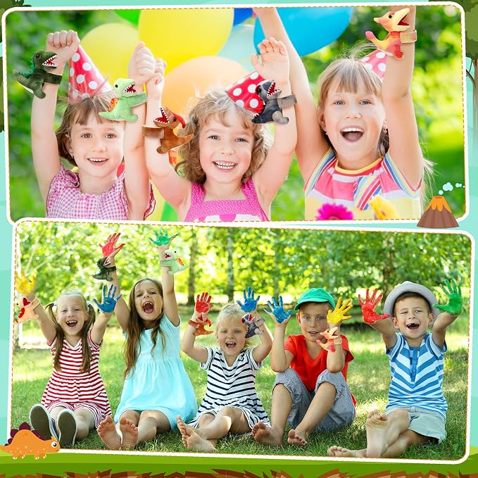 Gemscream 6 Pcs Stuffed Animal Slap Bracelets for Kids, 8 Inch Back to School Small Classroom Prizes Toy, Wrist Snap Bracelets Birthday Gifts for Boys Girls Pet Adoption Party Favors(Dinosaur)