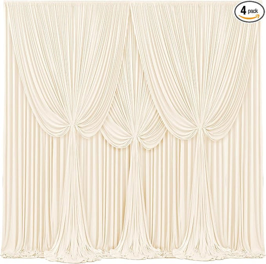 4 Panels Champagne Backdrop Curtains for Wedding Party Wrinkle Free Backdrops Curtain Drapes Fabric Decorations Photo Back Drop Cloth for Baby Shower Photography Stage Reception 20ft(W) x 12ft(H)
