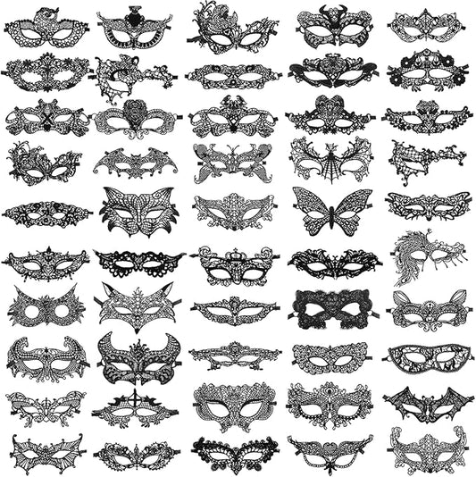 Chivao Lace Mask Masquerade Venetian Eyemask Halloween Woman Lace Mask for Halloween Masquerade Carnival Party Costume Ball
