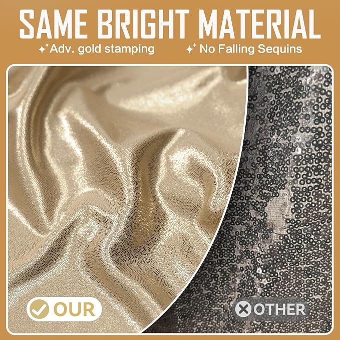 gogoparti 30x20FT Champagne Shimmer Backdrop Curtains for Weddings Parties - 6 Panels of Extra Long 5x20FT Drapes, Includes Dual Pole Pockets, Wrinkle-Free Fabric for Party, Tent Decoration