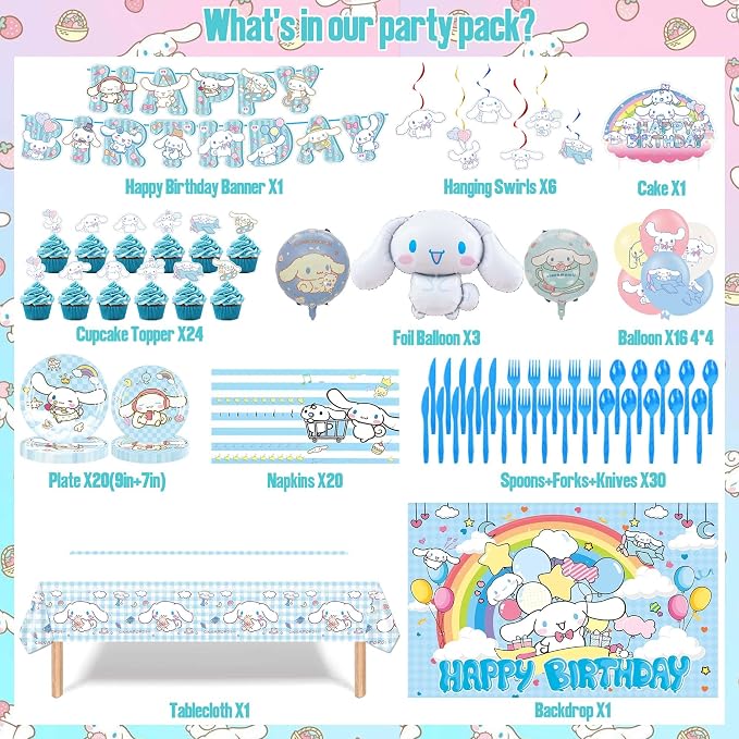 123 PCS Birthday Party Decorations - Happy Birthday Banner, Balloons, Tablecloth, Paper Tableware, Backdrop,Hanging Swirl for Adult Party Supplies