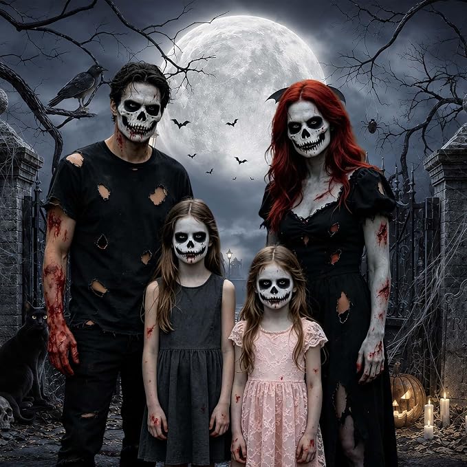 20x10ft Halloween Backdrop Spooky Graveyard Cemetery Full Moon Pumpkin Black Cat Skull Photography Background, Horror Fall Party Decor Photo Booth Props, Kids Birthday Studio Wall Decor Banner
