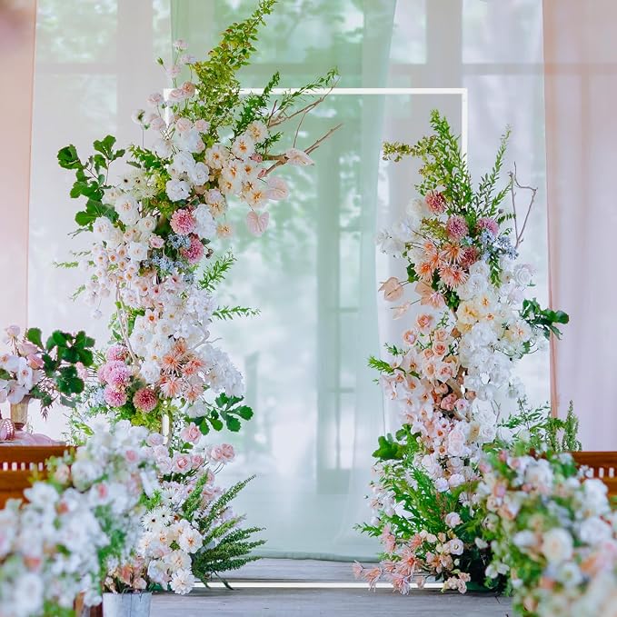 6.6FT x 4FT White Wedding Arches for Ceremony Rectangular Metal Balloon Arch Stand Kit Garden Floral Square Arch Frame Background for Anniversary Birthday Party Bridal Shower Decoration Home Decor