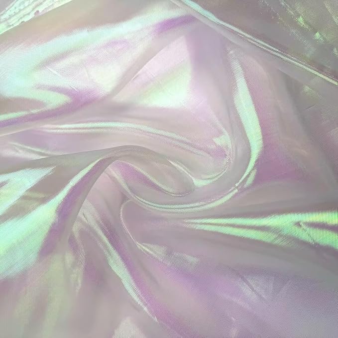 YYCRAFT Two Tone Sheer Organza Fabric by the Yard for Curtain Weddings Decor 2 Yards, Iridescent White