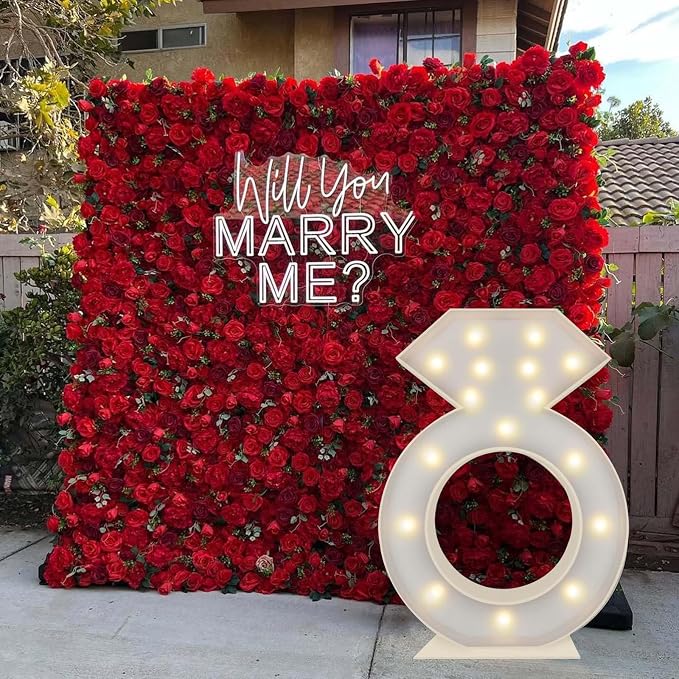 3FT Tall Marquee Light Up Diamond Ring Large DIY Mosaic Balloon Rings Frame Pre Cut Kit for Bridal Shower, Engagement, Wedding Proposal Decorations Party Backdrop Decor