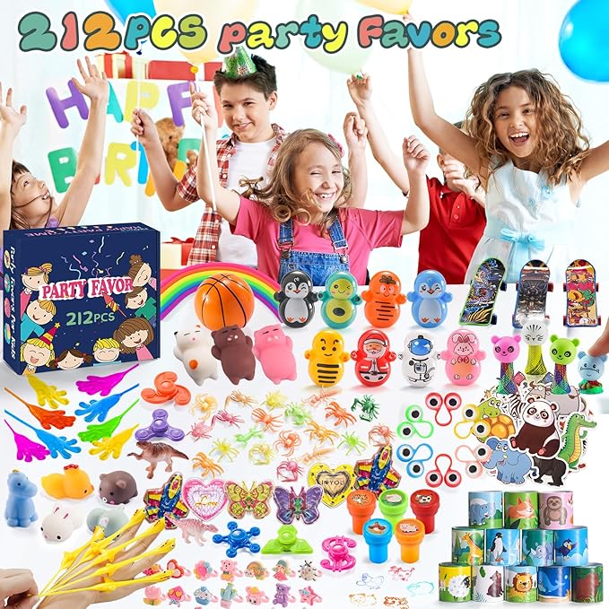 212 Pcs Party Favors for Kids, Bulk Prize Box Toys for Kids Classroom Elementary, Goodie Bags Stuffers for Ages 4-8 8-12, Easter Egg Fillers, Pinata Stuffers, Treasure Chest Small Toys, Birthday Gifts
