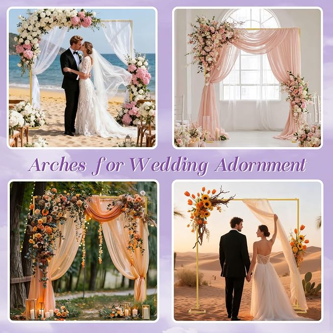 Square Balloon Arch Stand, 8.2x8.2FT Gold Wedding Arch Garden Arbor Garden Arches Metal Arch Backdrop Stand for Ceremony Party Birthday Bridal Baby Shower Anniversary Decoration Wedding Decor