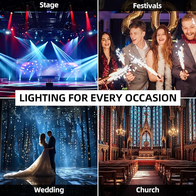 3-Pack DJ Stage Light for Parties LED Par Lights | 36LED, RGB, 9-Mode, Sound Activated, DMX Control, Uplighting for Wedding Club Christmas Disco Party Light