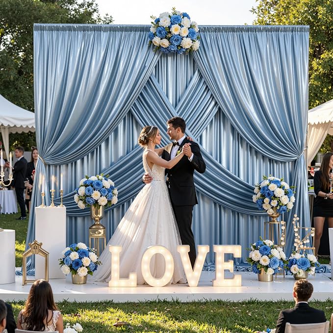 20x10ft Dusty Blue Sequin Backdrop Curtains, Wrinkle Free Glitter Backdrop Drapes for Wedding Parties Photography Stage Decor, Non-Shedding 4 Panels Set (5x10ft Each)
