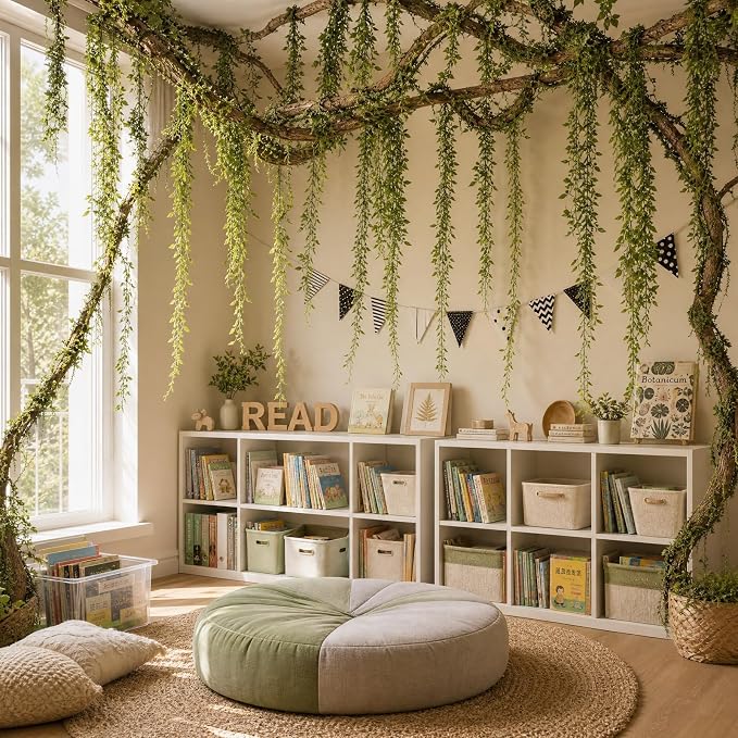 Jungle Theme Party Decorations, 20 PCS Tropical Rainforest Hanging Willow Vines Greenery 2 PCS Bendable Artificial Tree Branches for Garden Landscape and Hawaiian Rainforest Supply