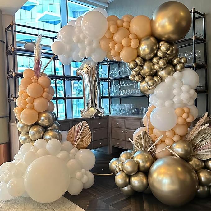 113 Pack Nude Balloons, Beige Apricot Balloon Garland Arch Kit 18/12/10/5 Inch, Neutral Cream Peach Latex Party Balloons, Blush Taupe Helium Balloons for Boho Birthday Wedding Baby Shower Decorations