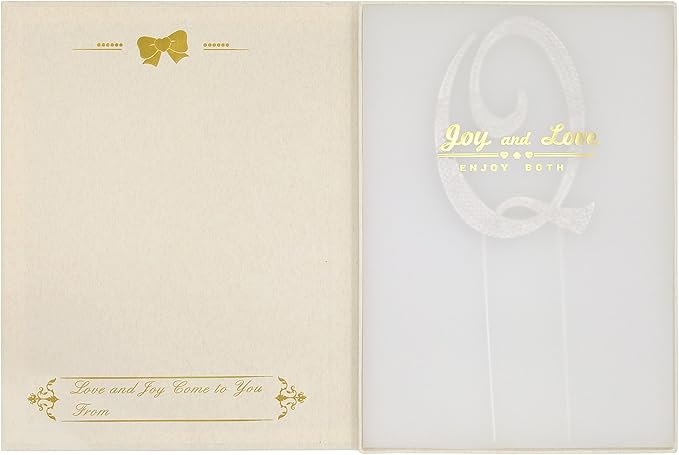 LOVENJOY Gift-boxed Wedding Cake Topper Q Letter Cake Topper Rhinestone, More Durable than Acrylic, Keepsake Reused upon Anniversary, 3.5"