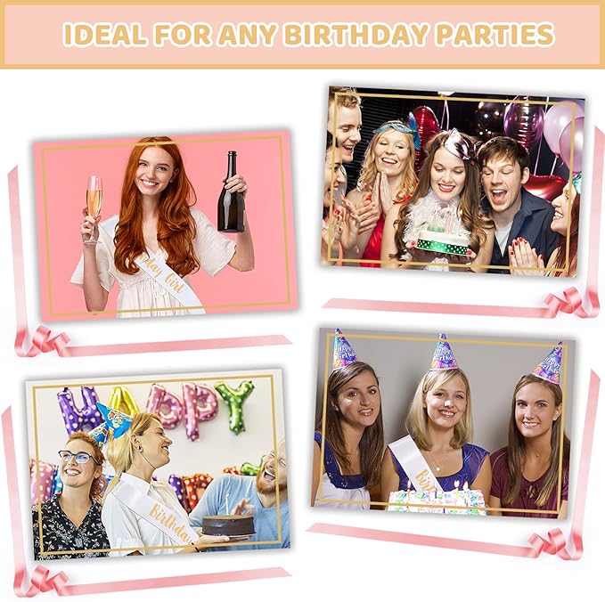 12-Piece Birthday Sash Set - White Girl Sash + 11 Rose Gold Party Sashes for Women's Birthday Party Favors