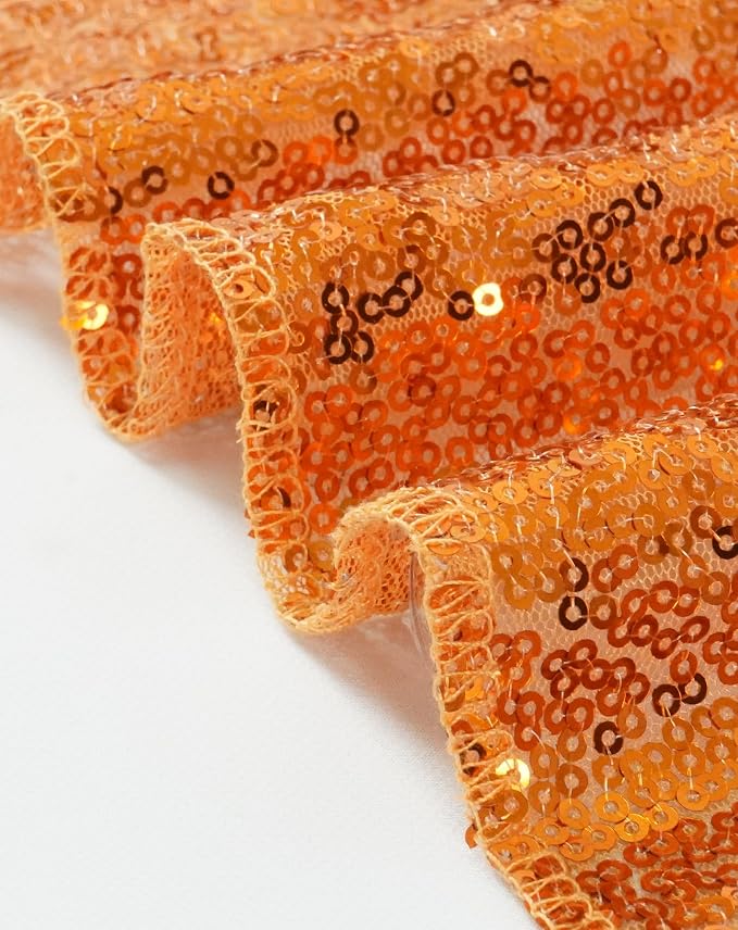 Eternal Beauty Orange Tablecloth, 120 Inch Round Sequin Tablecloth for Party Cake Dessert Table Exhibition Events