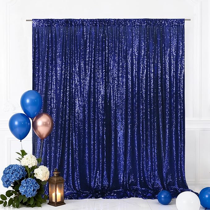 Eternal Beauty Navy Blue Sequin Backdrop, 20x10 Ft Glitter Background Curtains for Shimmer Photography Party Wedding Birthday Independence Day Back Drop Decor