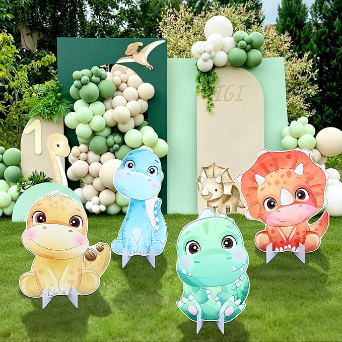 Gemscream 4 Pcs Large Dinosaur Party Decorations 23.6 Inch Cute Cartoon Dinosaur Cutouts Dino Baby Shower Birthday Decor Backdrop Photo Booth Props Party Supplies for Birthday Parties Decor