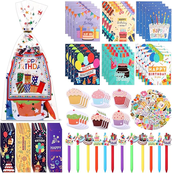 194 Pcs Birthday Return Gifts Birthday Classroom Stationery Party Favors Includes Notebook Ballpoint Pen Bookmark Sticky Notes Goodie Bag Stuffers Gifts School Student Rewards Prize