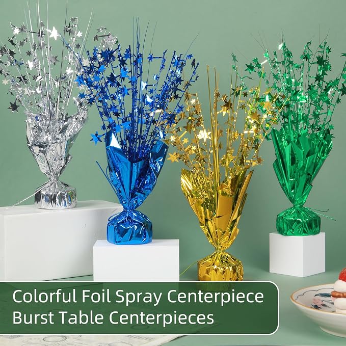 20 Pack Green Star Table Decorations Metallic Foil Spray Centerpiece Burst Table Centerpieces for Birthday Party Decoration Graduation Wedding Baby Shower Party Supply (Green)