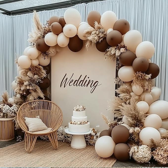 Dark Brown Balloons, 98PCS Double Stuffed Boho Coffee Brown Balloon Garland Arch Kit, 18/12/10/5 Inch Different Sizes for Birthday Graduation Baby Shower Boho Neutral Luau Mocha Party Decorations