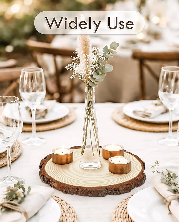 Unfinished Natural Wood Slices for Crafts - 10 Pcs Natural Round Discs Rustic Wood Slices 4.7-5.5 Inch Wooden Tree Bark Discs for DIY Centerpieces Table Base Decoration Wedding Ornaments Coasters