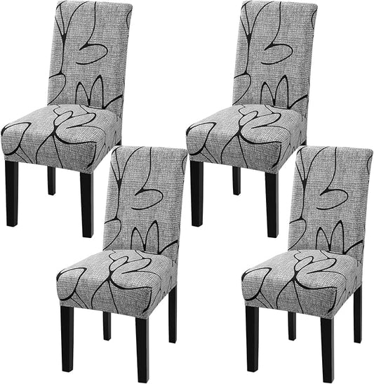 Fuloon Chair Covers for Dining Room 4 Pack, Solid Stretch Dining Chair Covers, Washable Kitchen Slip Covers, Parson Chair Covers Set of 4 (Gray Lotus, 4 Pack)