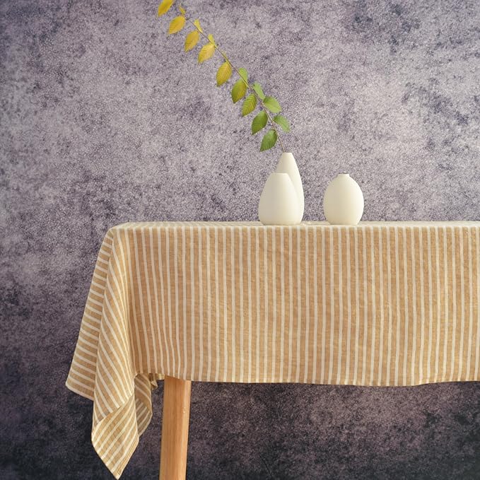 55x90 Inch Light Brown and White Table Cloth for Wedding, Party, Easter,Thanksgiving, Christmas Indoor,Outdoor Machine Washable