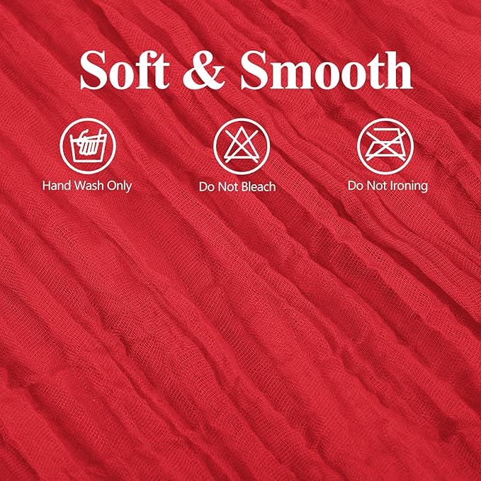 16 Pack 10Ft Cheesecloth Table Runner Red, 20 x 120 Inch Rustic Gauze Boho Cheese Cloth Table Runners Wedding Long Table Runner for Wedding Party Bridal Shower Table Decoration