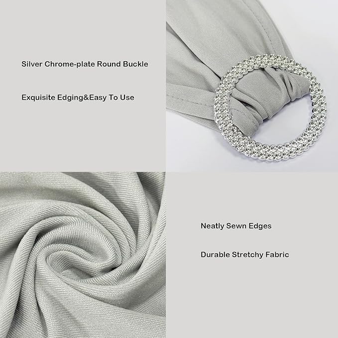 Spandex Chair Sashes Bands 30PCS Stretch Chair Ties Bows with Buckle Slider for Wedding Party Banquet Decoration (Silver)