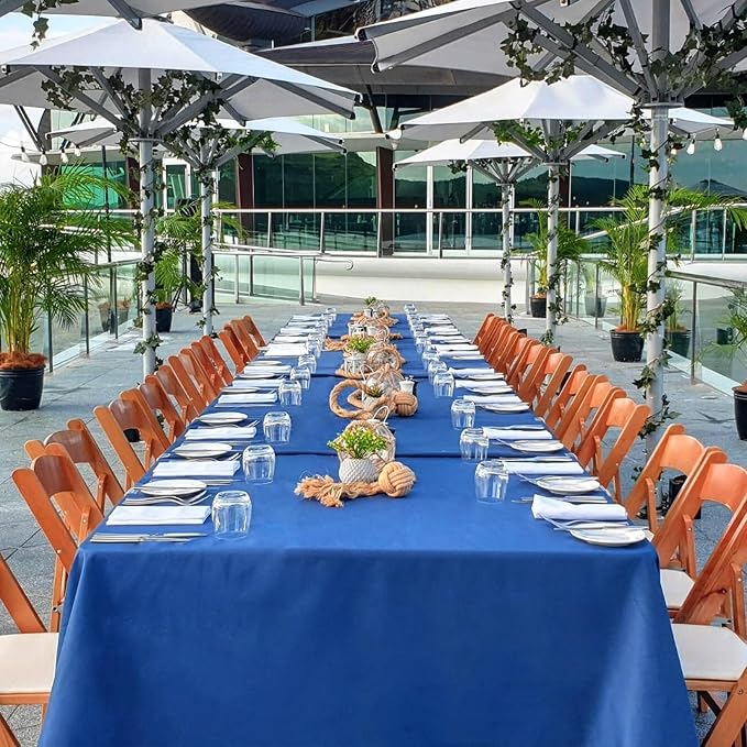 8 Pack Royal Blue Tablecloth 60 x 126 Inch Rectangular Tablecloths for 8 Foot Rectangle Tables, Wrinkle Resistant Blue Table Cloth Washable Polyester Fabric Cover for Party Wedding Banquet