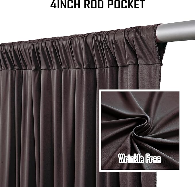 10ftx12ft Brown Backdrop Curtains for Wedding-Wrinkle Free Backdrops Curtain Drapes Fabric Decorations Photo Back Drop Cloth for Baby Shower Photography Stage Reception 2Panels 12ft(H) x 5ft(W)