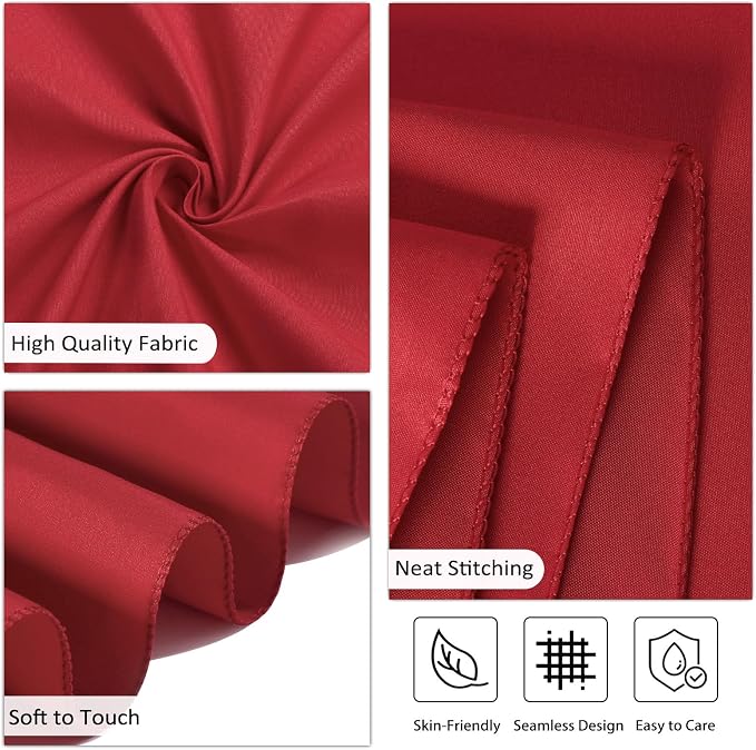 8 Pack Red Round Tablecloth 120 Inch Red Table Cloth Wrinkle Resistant Reusable and Washable Polyester Fabric for Holiday Buffet Wedding Party and Banquet