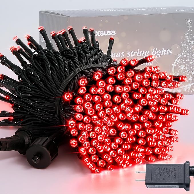 JMEXSUSS 250 LED Christmas Lights Outdoor Waterproof with 8 Modes, 91.5ft Expandable Red String Lights Indoor for Halloween Tree Patio Garden Party Holiday Decorations