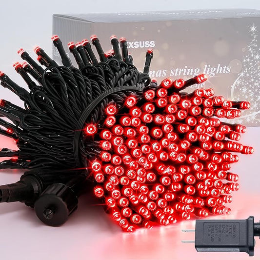 JMEXSUSS 250 LED Christmas Lights Outdoor Waterproof with 8 Modes, 91.5ft Expandable Red String Lights Indoor for Halloween Tree Patio Garden Party Holiday Decorations